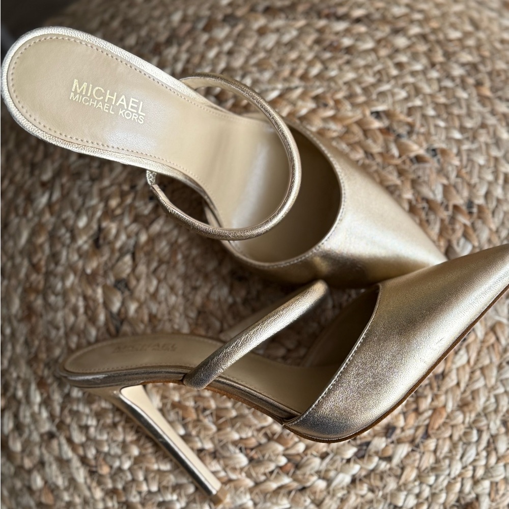 Michael Kors Gold Women's Heels pointy toe mules